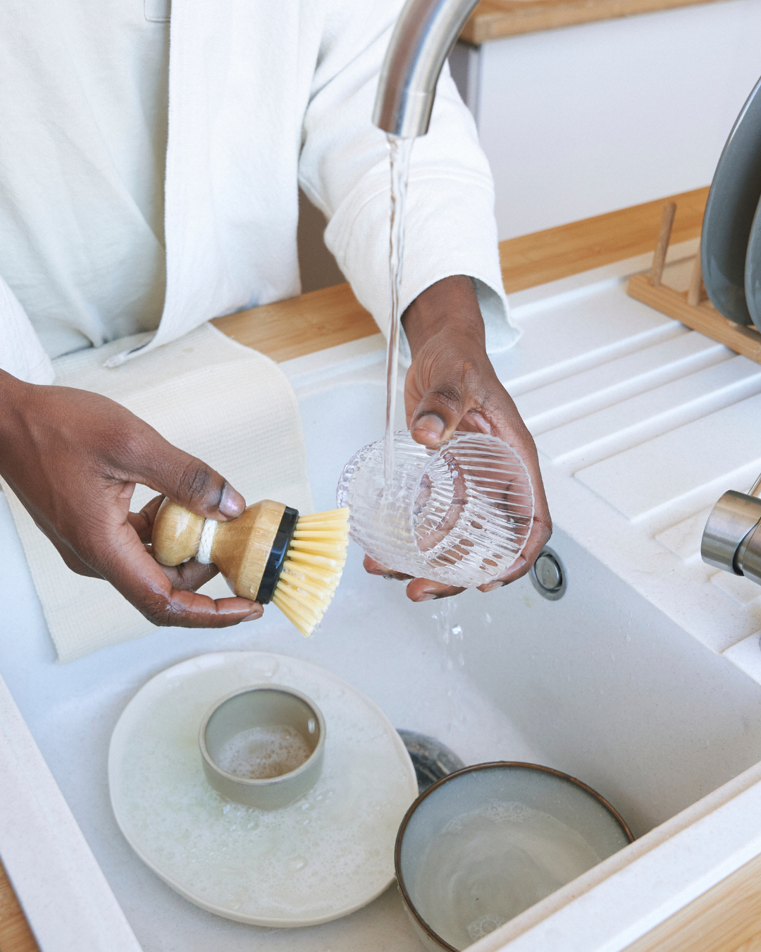 Eco Dishwashing Starter Set | Solid Dish Soap Bar + Wooden Brush