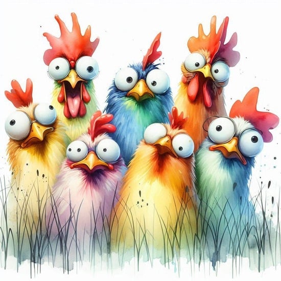 Funny Chickens Round Rug