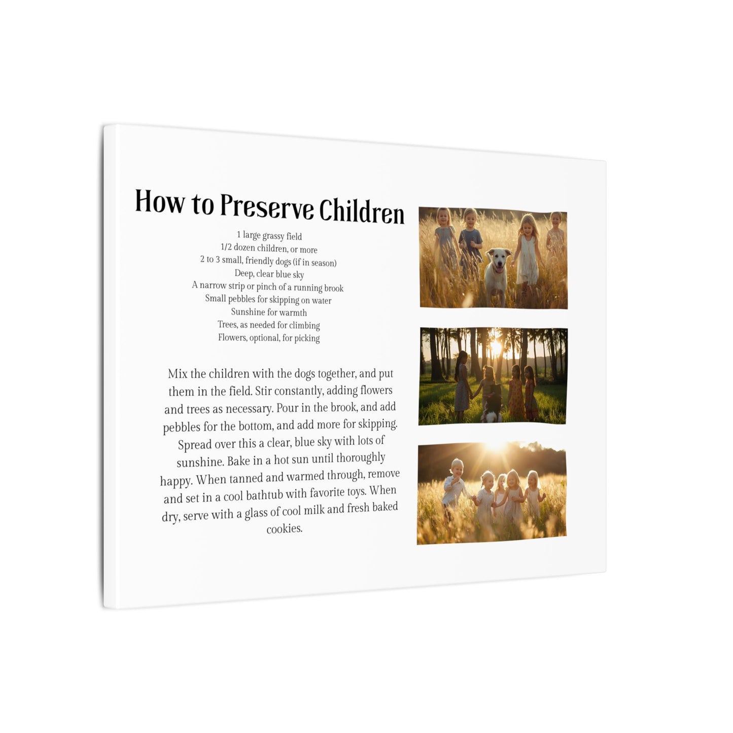 How to Preserve Children Canvas Wall Art — Whimsical Family Quote Print