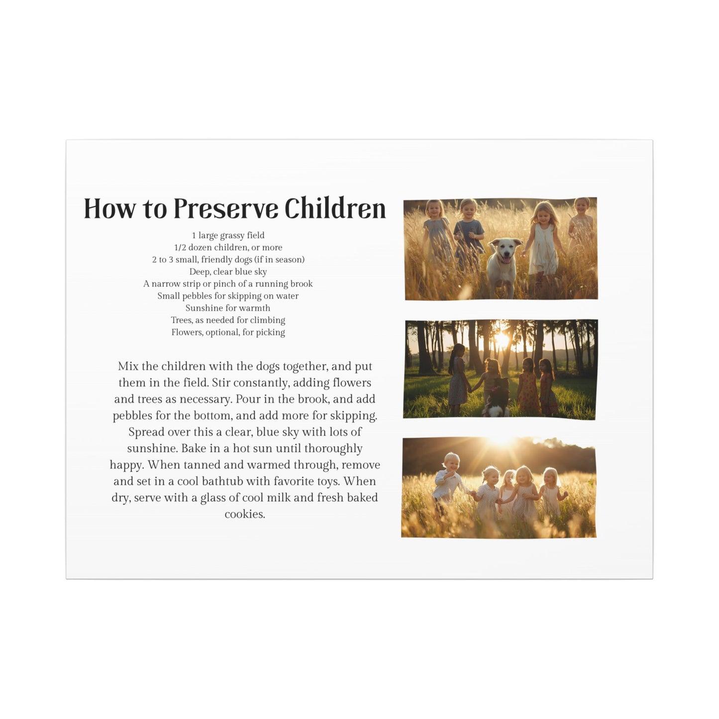 How to Preserve Children Canvas Wall Art — Whimsical Family Quote Print