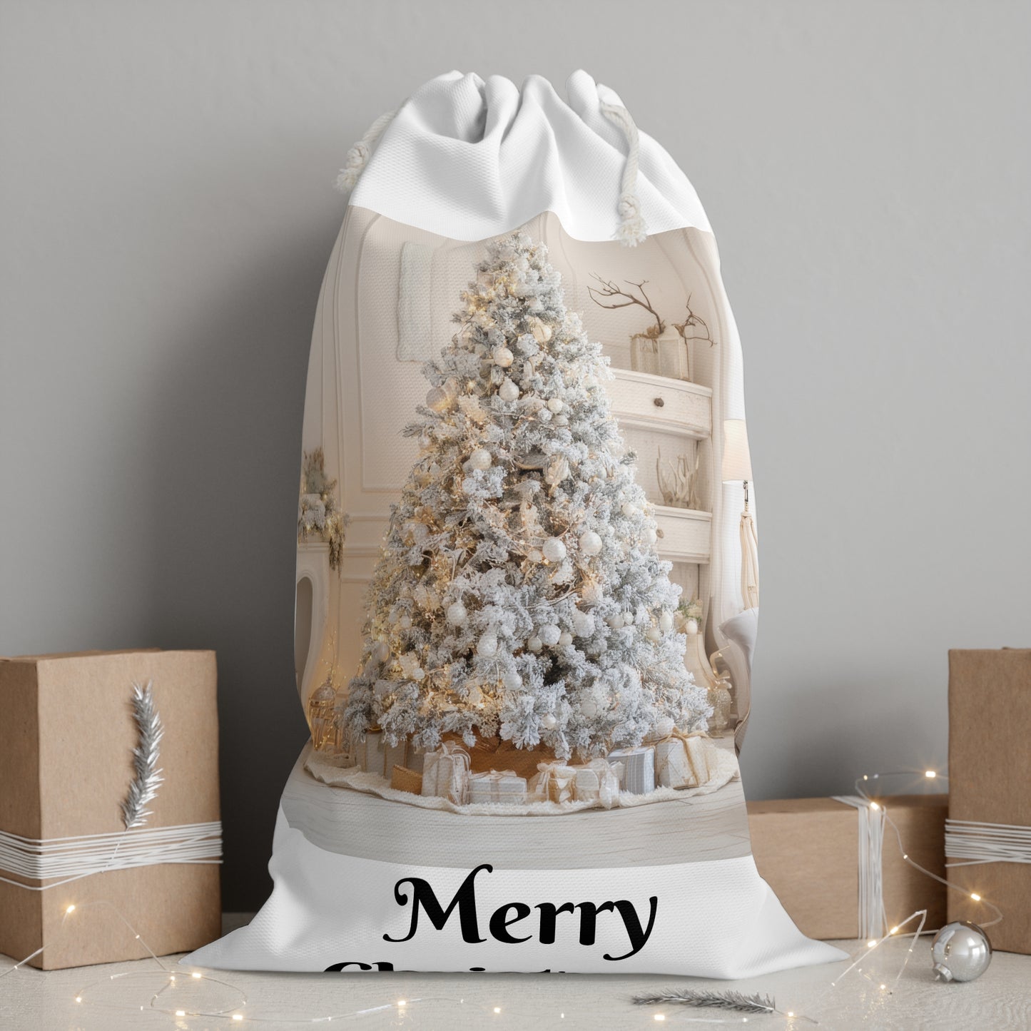 Copy of Santa Christmas Gift Sack - Vintage Santa Claus Drawstring Present Bag