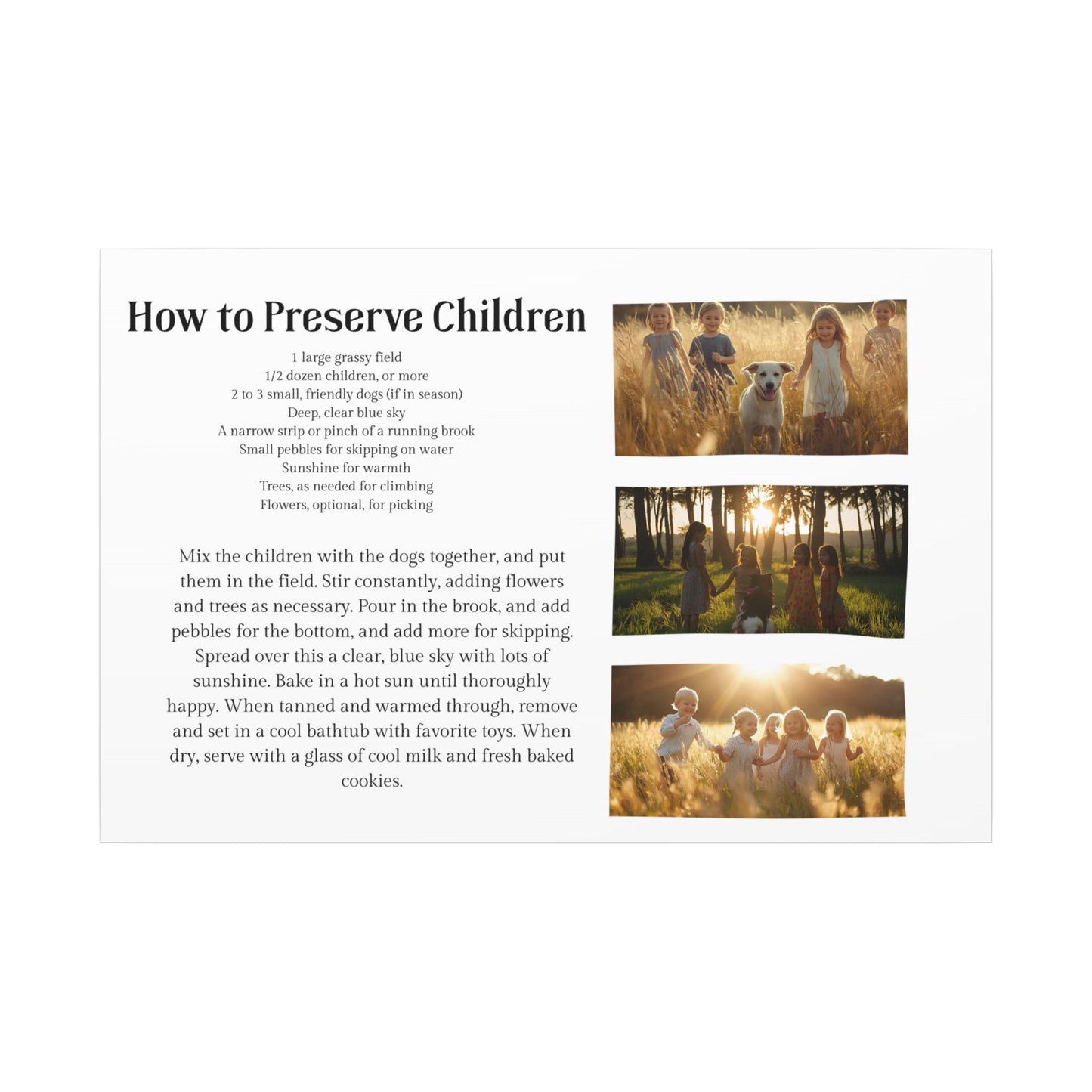 How to Preserve Children Canvas Wall Art — Whimsical Family Quote Print