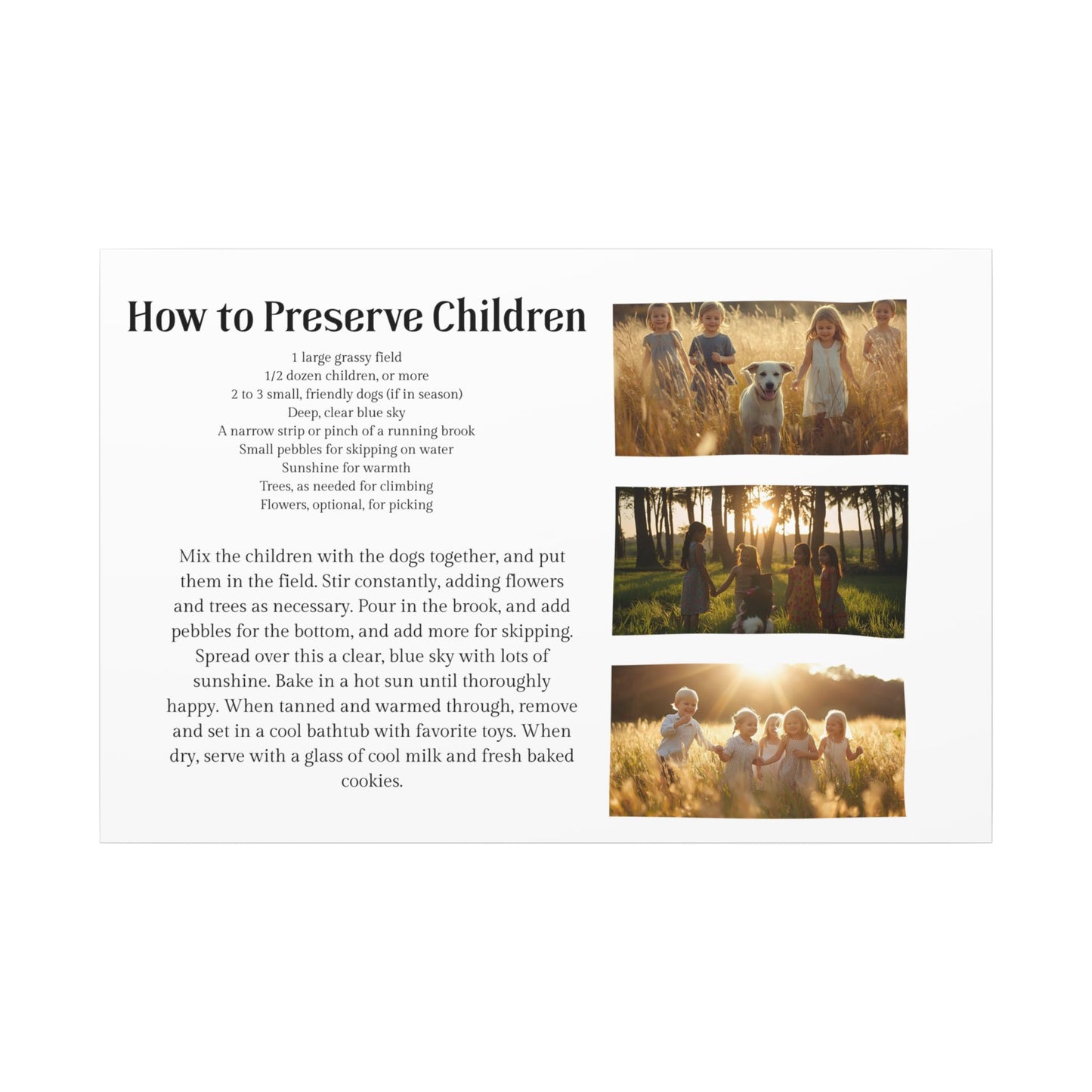 How to Preserve Children Canvas Wall Art — Whimsical Family Quote Print